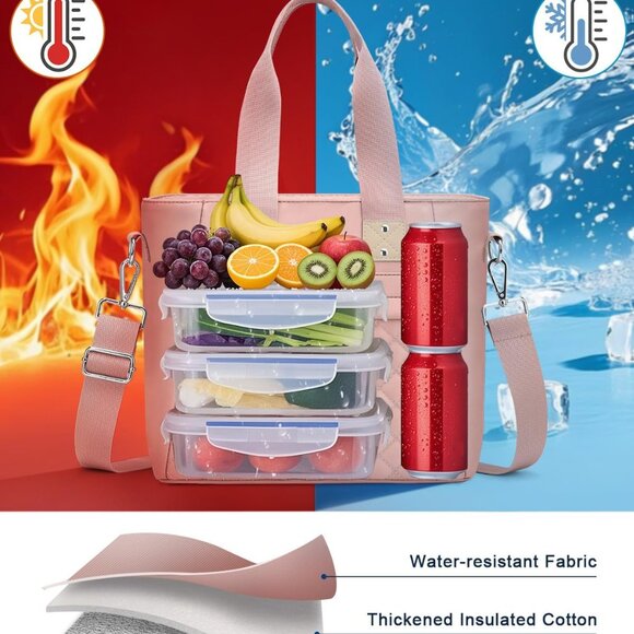 Insulated Lunch Box for Women & Men - Large Thermal Lunch Bag Women with Removab - Picture 2 of 7